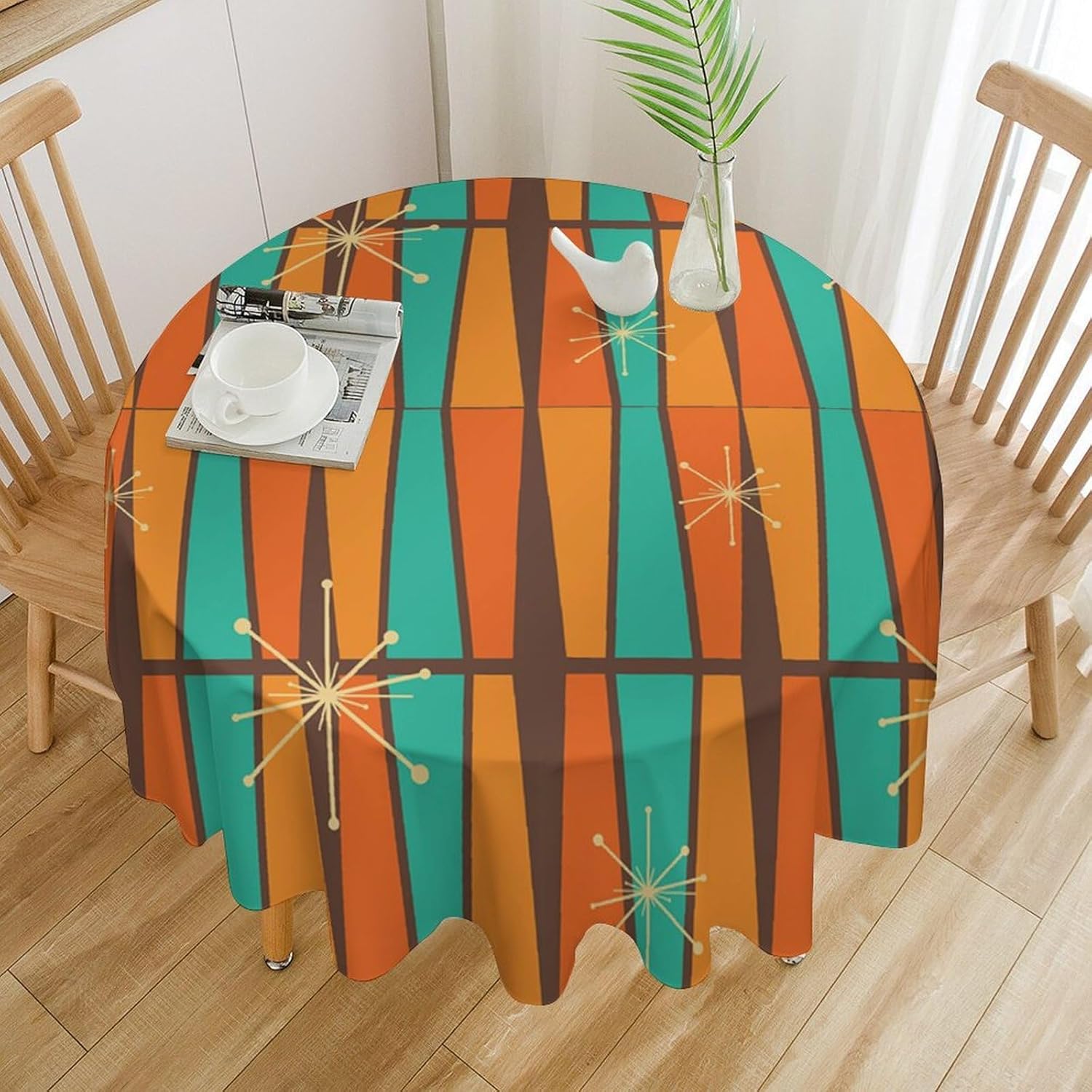 Century Textile & Sewing Supply Online Shopping - Taplak Meja Bundar Geometris Oranye Kuning
