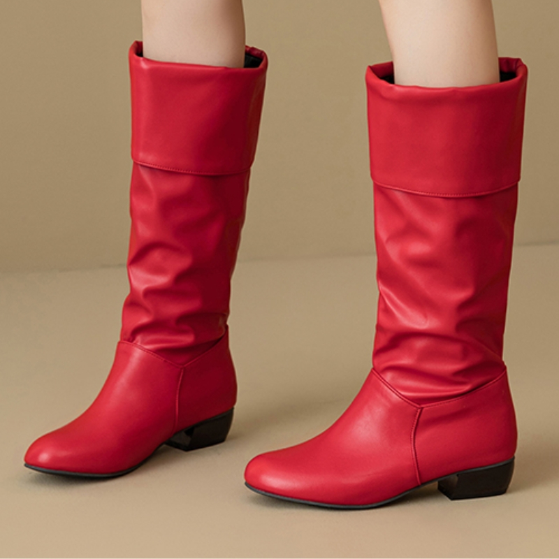 Sewing Fleece - Sepatu Bot Setinggi Lutut Lipit Musim