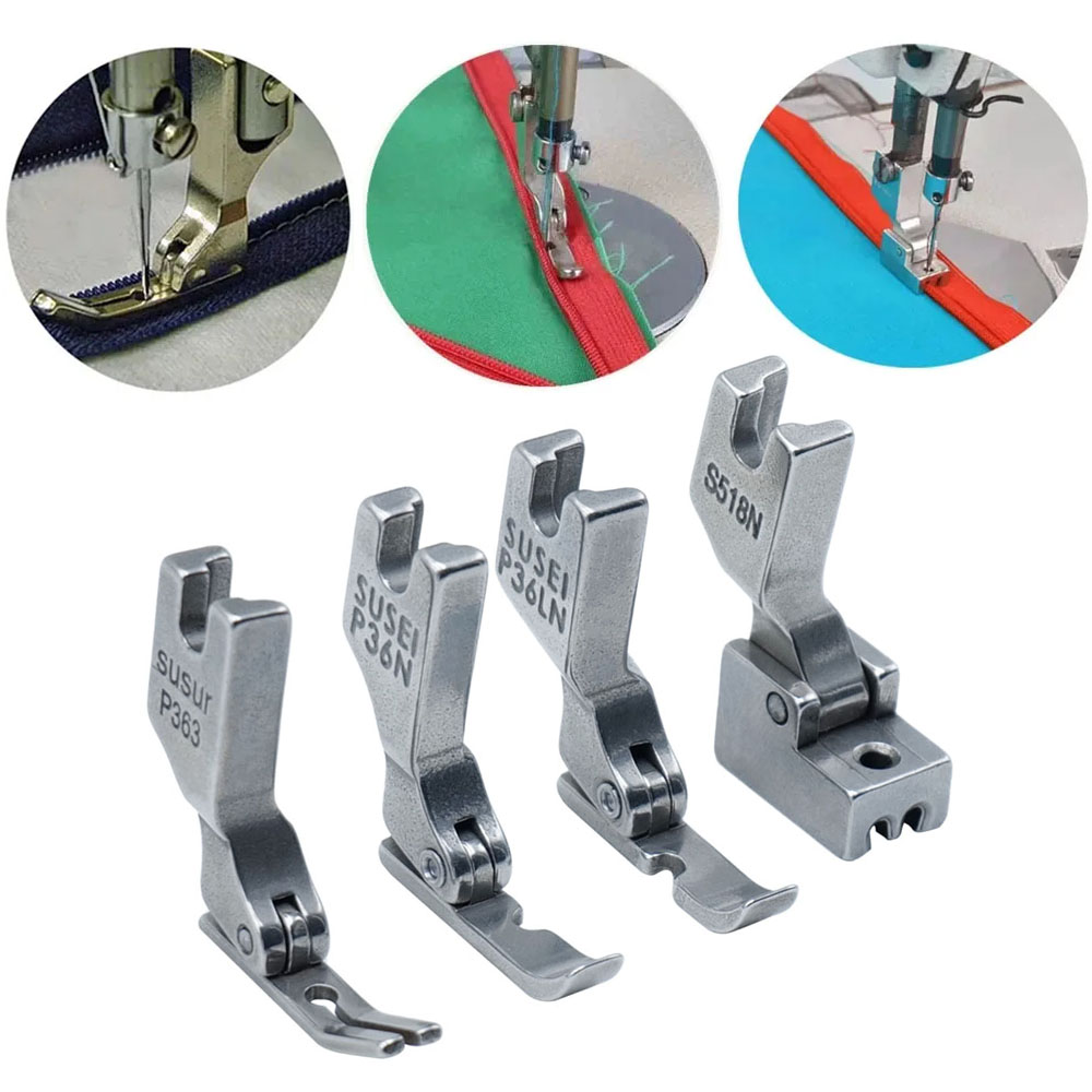 Zipper Foot Presser - 4 buah/set ritsleting kaki Presser industri