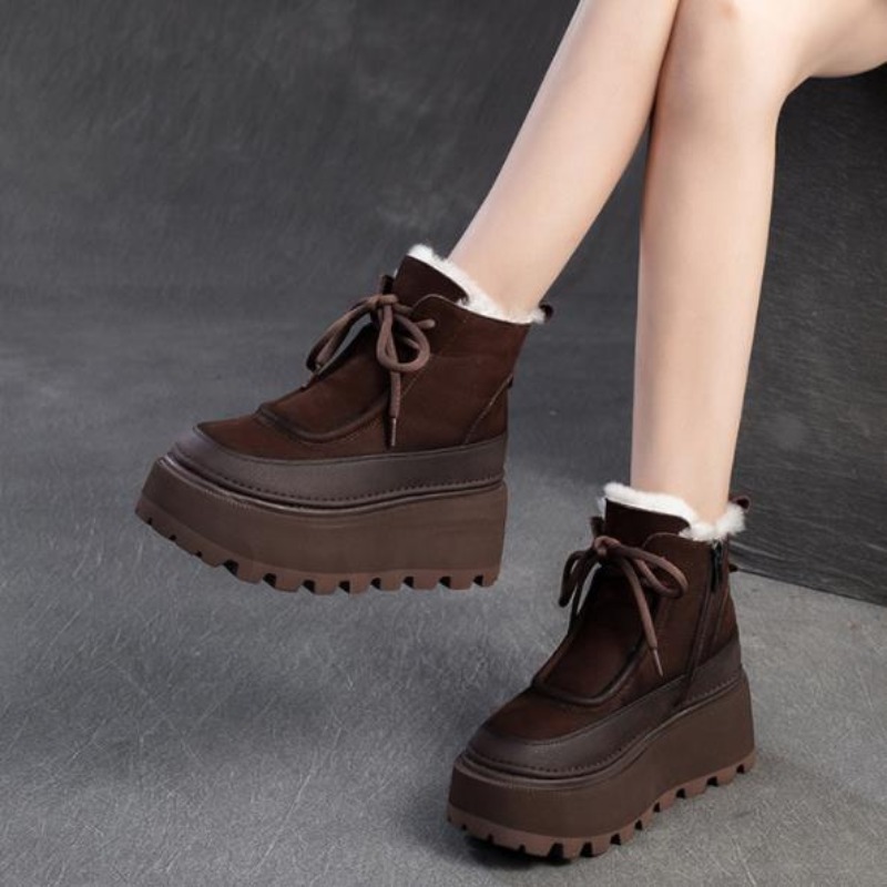 Sewing Fleece - Sepatu Bot Salju Musim Dingin Retro
