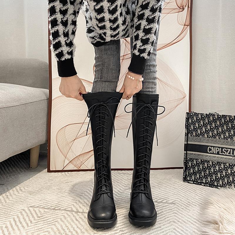 Sewing Fleece - Sepatu Boots Wanita Tinggi Selutut Model