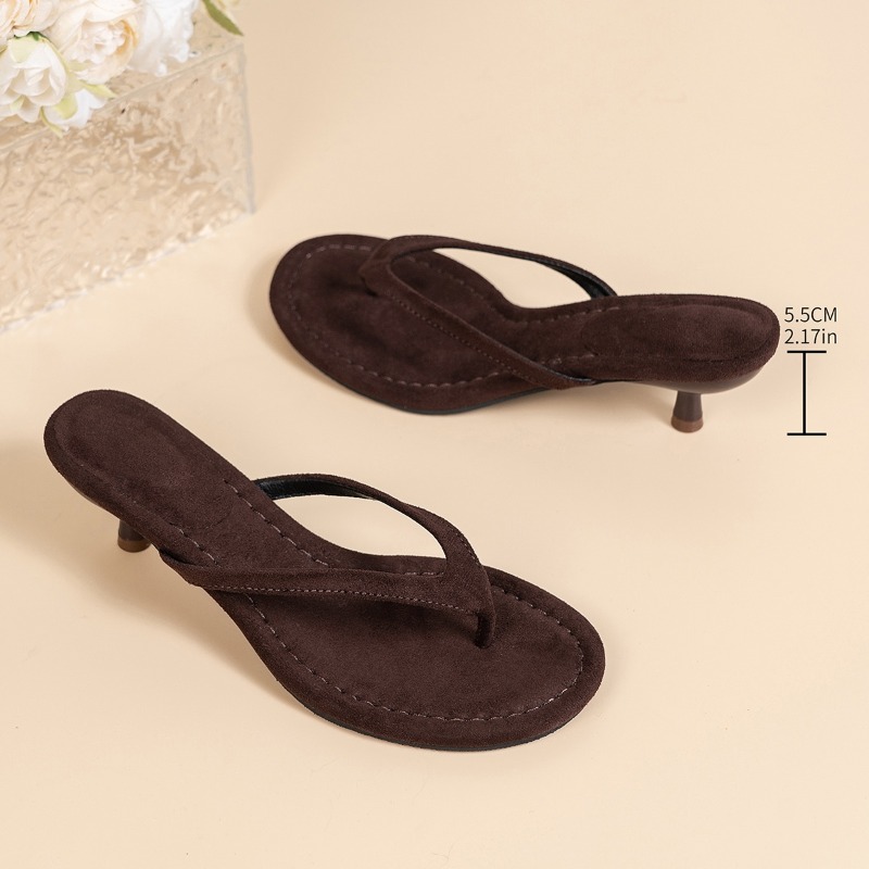 Sewing Nylon - Sandal Wanita Berwarna Cokelat dengan Hak