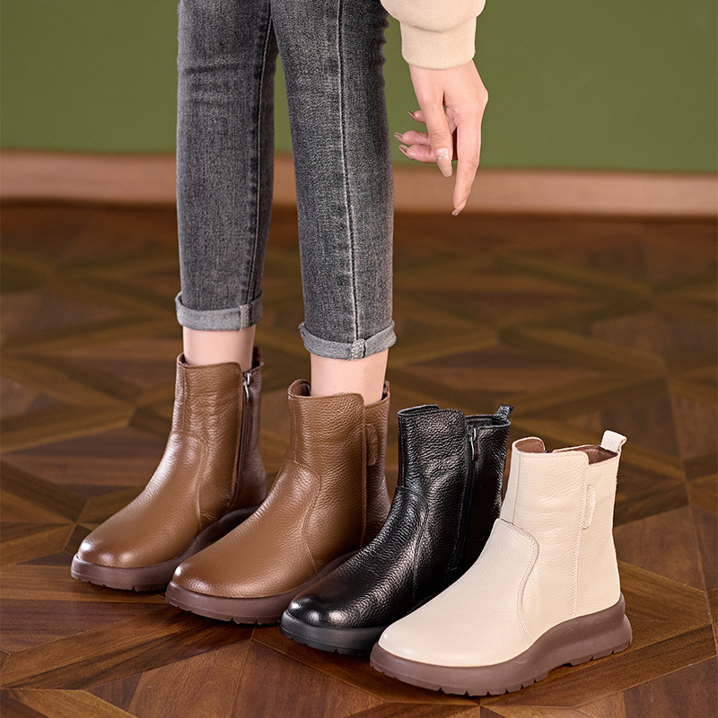 Sewing Nylon - Sepatu bot wanita kulit asli lapisan