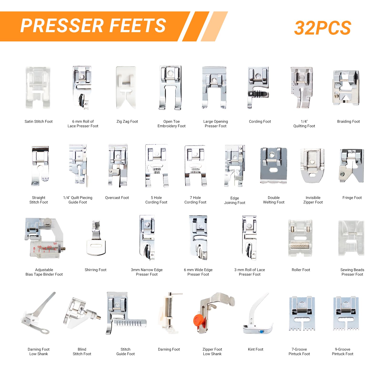 Zipper Foot Presser - 32 in 1 Kit Kaki Penekan
