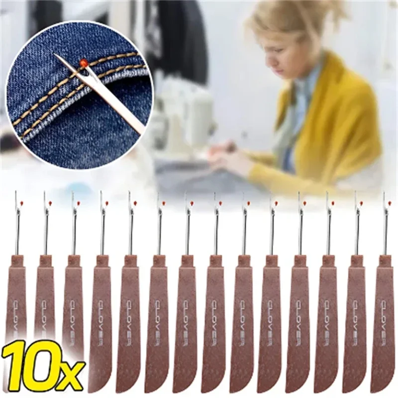 Seam Ripper Tool - 10/10 buah pemotong benang baja gagang