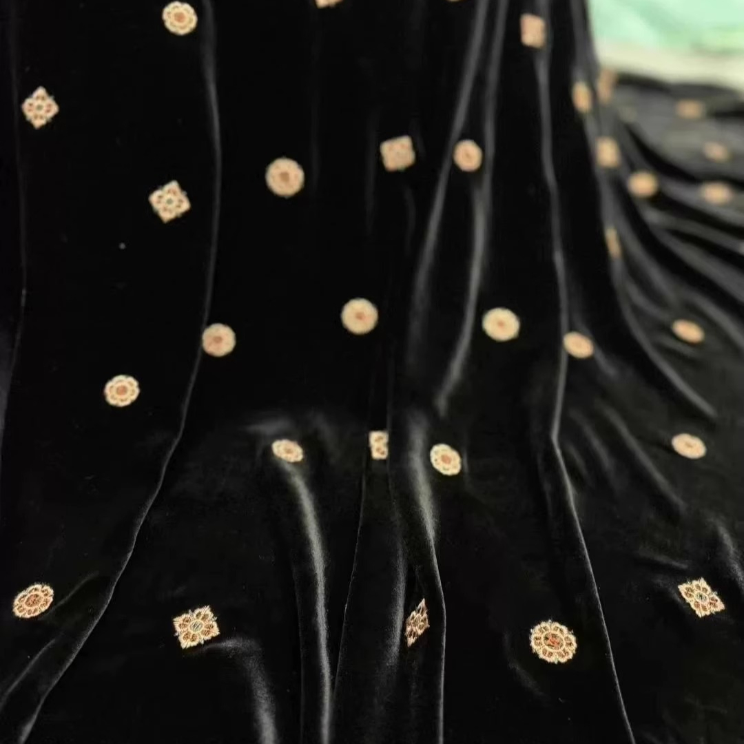Kain Velour Sutra Bordir Hitam - Sewing Velvet Fabric ulasan dan harga