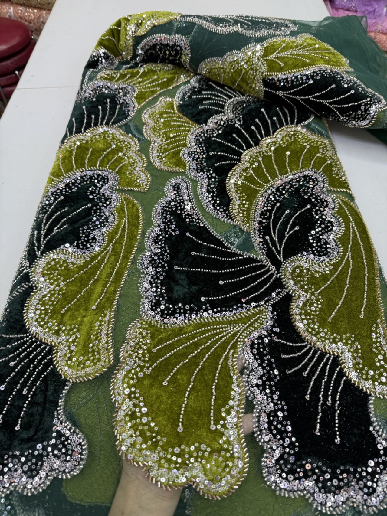 Kain Renda Tulle Berpayet Mewa - Sewing Velvet Fabric ulasan dan harga