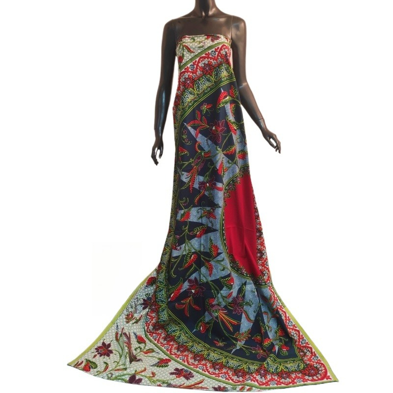 Kain Katun Cetak Biru Hijau Ja - Sewing Batik ulasan dan harga
