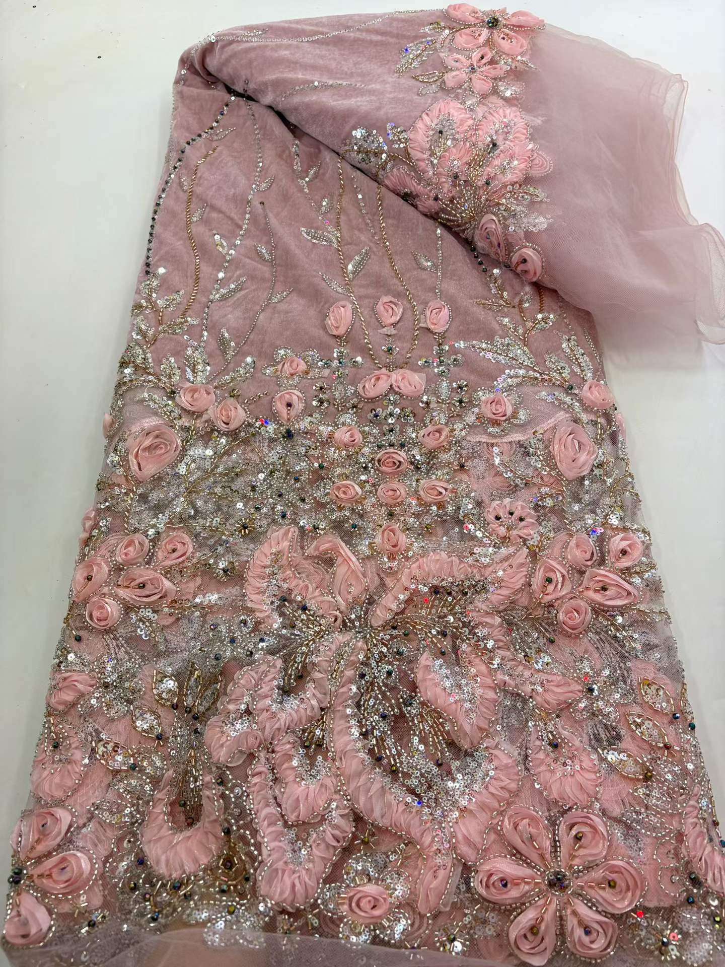 Bahan Kain Brokat Bordir Mutia - Sewing Velvet Fabric ulasan dan harga