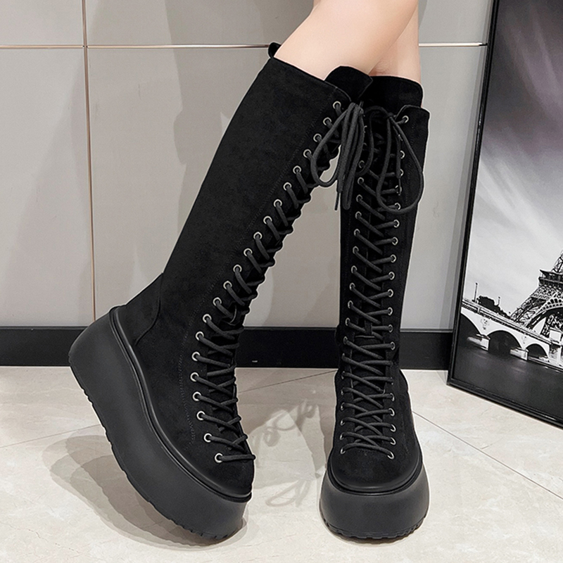 Sepatu Boots Wanita Model Goth - Sewing Latex ulasan dan harga