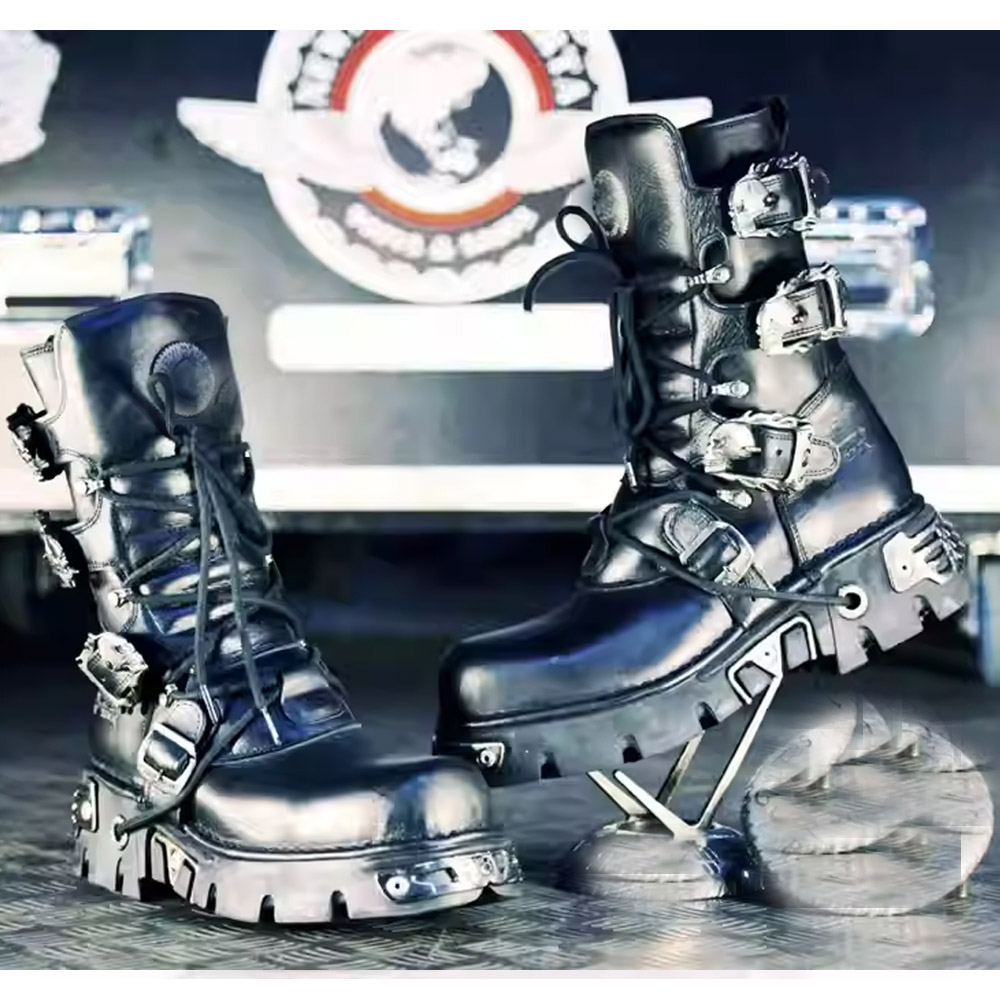 Sepatu Bot Motor Punk Pria Ter - Sewing Zipper ulasan dan harga