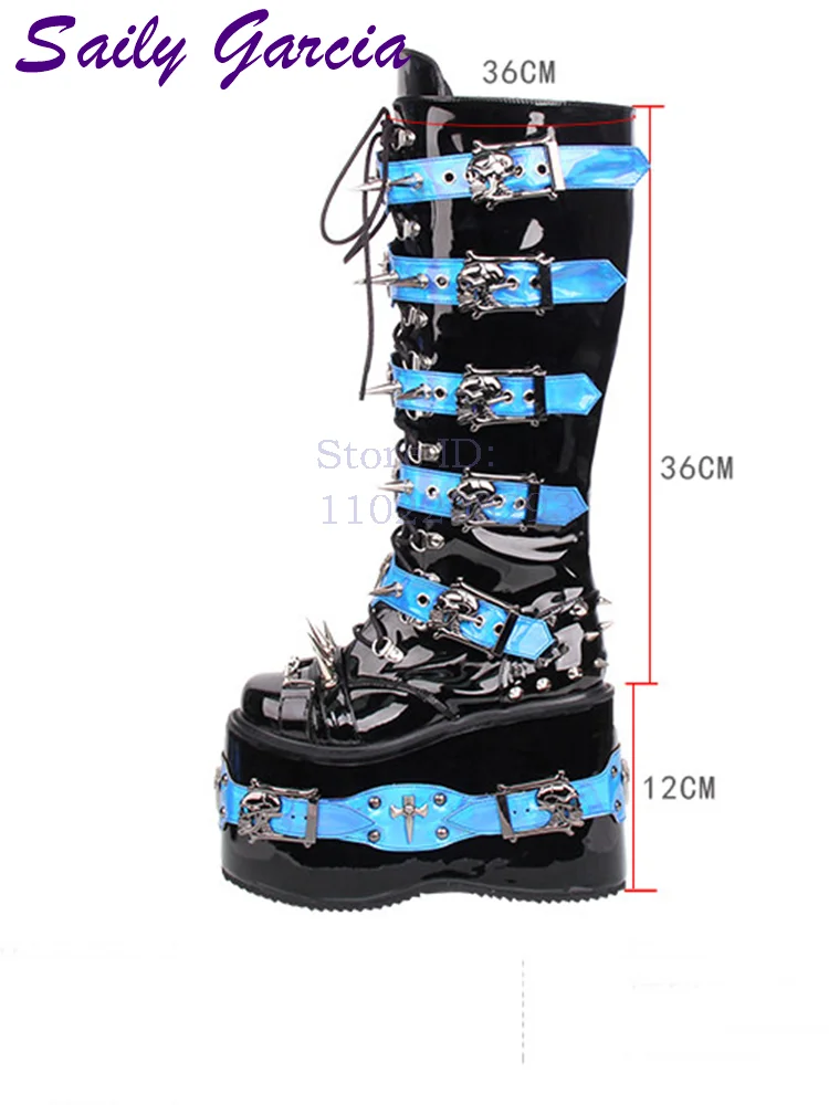 Sepatu Bot Setinggi Lutut Punk - Sewing Zipper ulasan dan harga