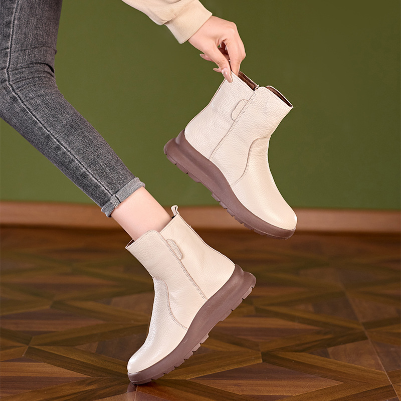 Sepatu bot wanita kulit asli l - Sewing Nylon ulasan dan harga