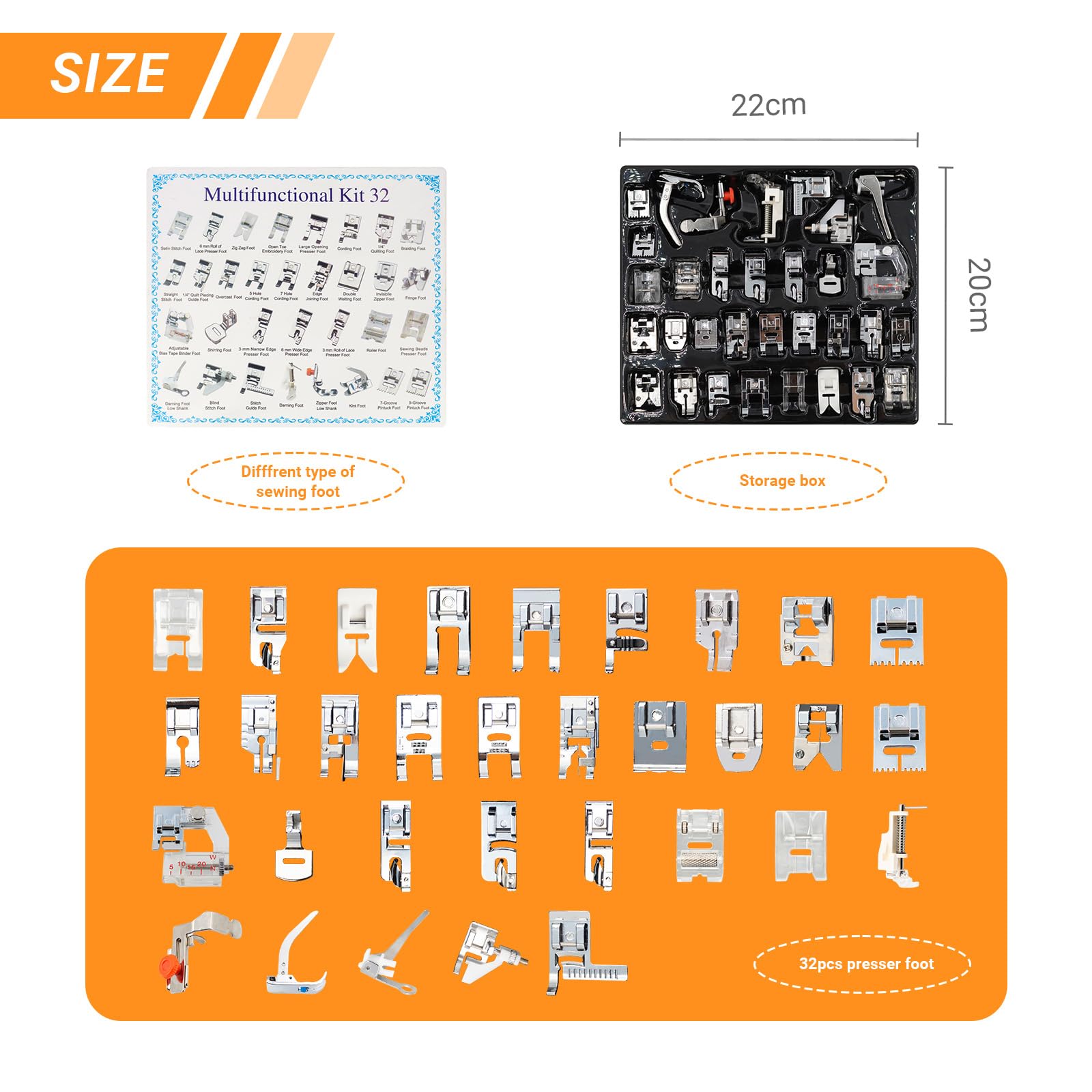 32 in 1 Kit Kaki Penekan Jahit - Zipper Foot Presser ulasan dan harga