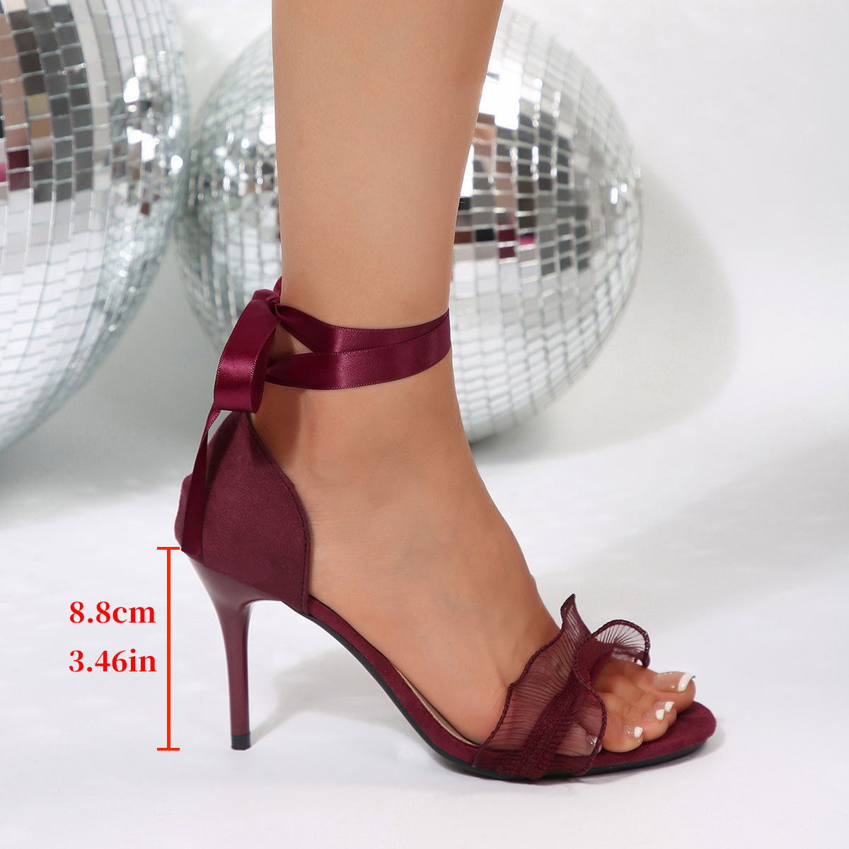 Sandal Hak Tinggi Hitam Dekora - Sewing Nylon ulasan dan harga