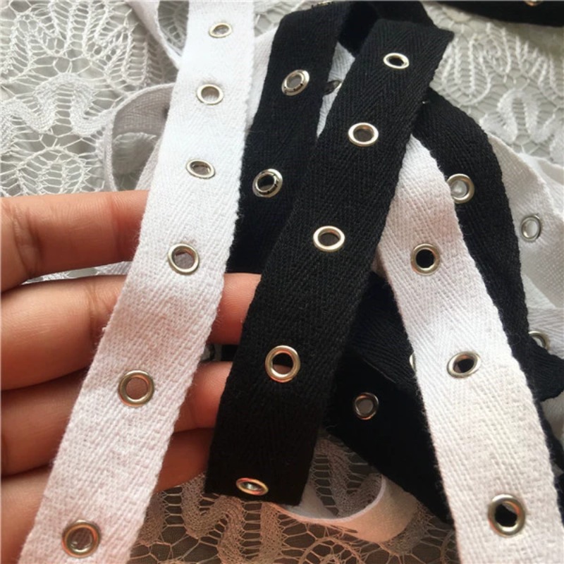 Anyaman katun hitam dan putih  - Sewing Eyelet Fabric ulasan dan harga