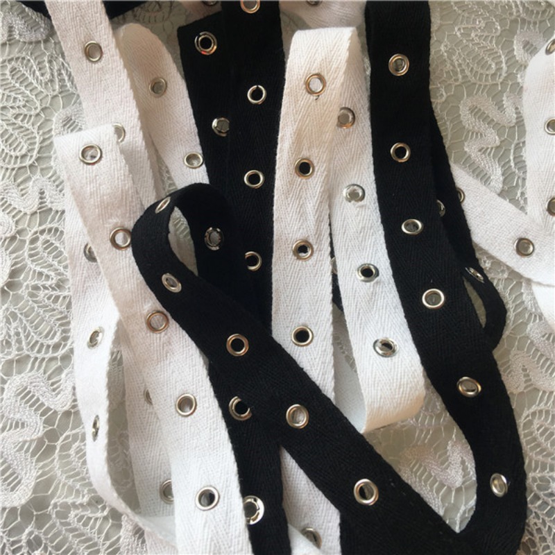 Anyaman katun hitam dan putih  - Sewing Eyelet Fabric ulasan dan harga