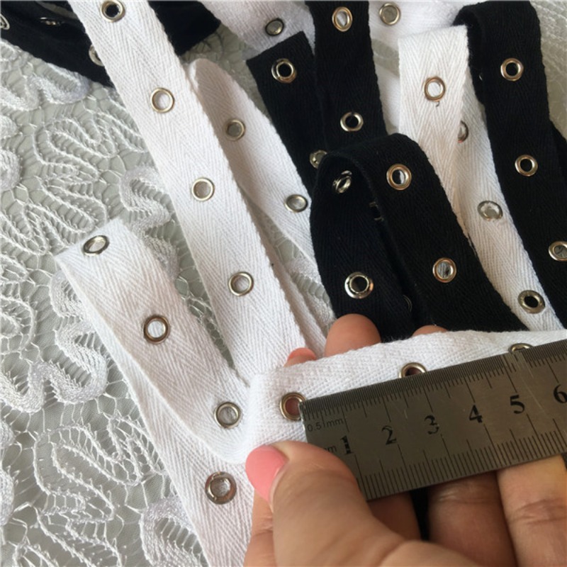 Anyaman katun hitam dan putih  - Sewing Eyelet Fabric ulasan dan harga
