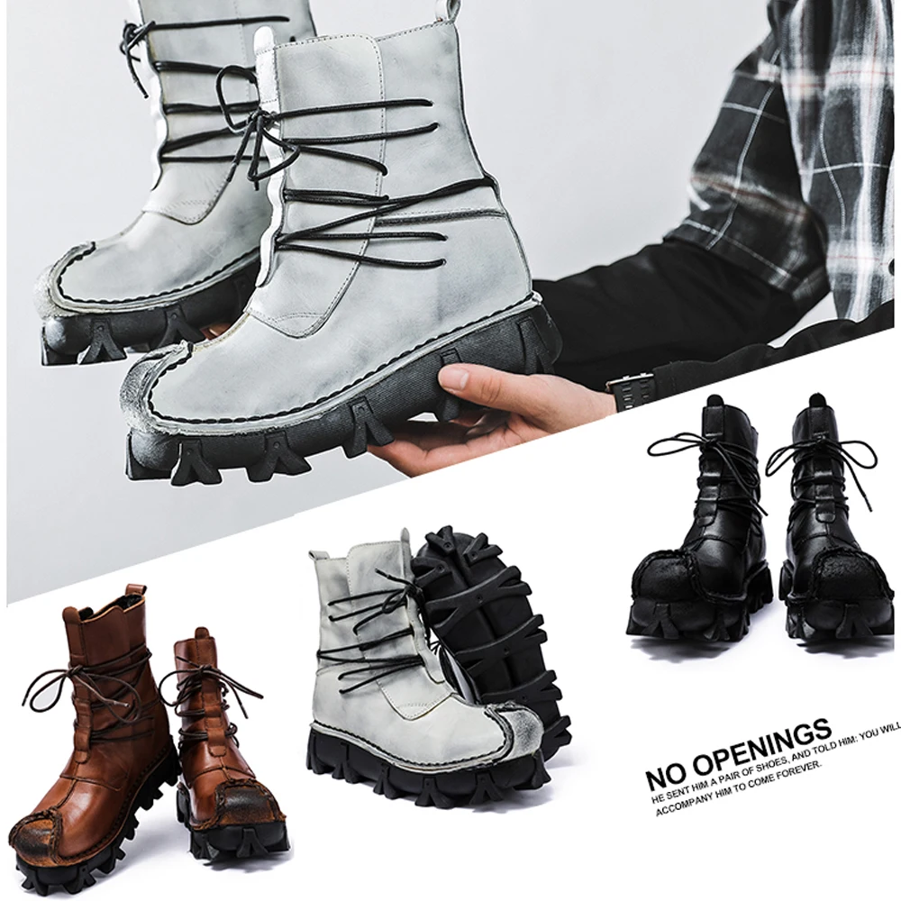 Sepatu bot kulit asli pria, sn - Sewing Latex ulasan dan harga