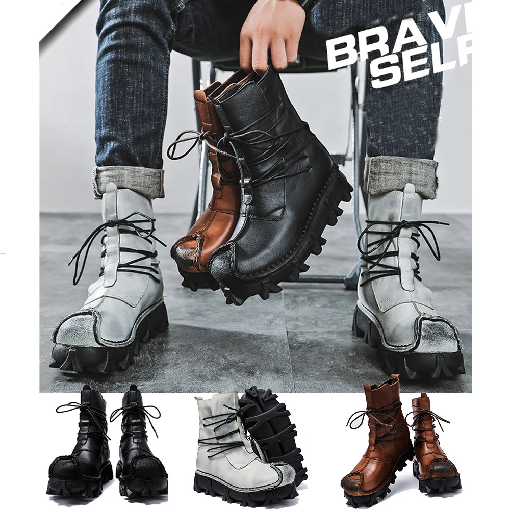 Sepatu bot kulit asli pria, sn - Sewing Latex ulasan dan harga